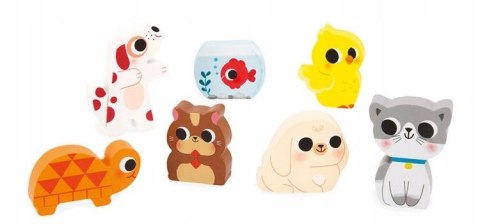 Puzzle Drewniane 3D Zwierzęta Domowe 7 el.,18 m+, Janod J07122