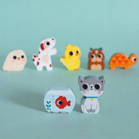 Puzzle Drewniane 3D Zwierzęta Domowe 7 el.,18 m+, Janod J07122