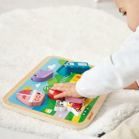 Puzzle drewniane 3D Pojazdy 7 el.,18 m+, Janod J07124