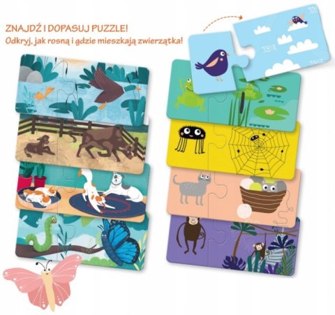 Układanki Malucha Zwierzęta Małe i Duże 1-3 lat Kapitan Nauka