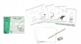 Zestaw Kreatywny Rysowanie Krok po Kroku Dinozaury 20 Rysunków 7+, Janod