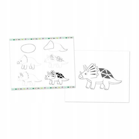 Zestaw Kreatywny Rysowanie Krok po Kroku Dinozaury 20 Rysunków 7+, Janod