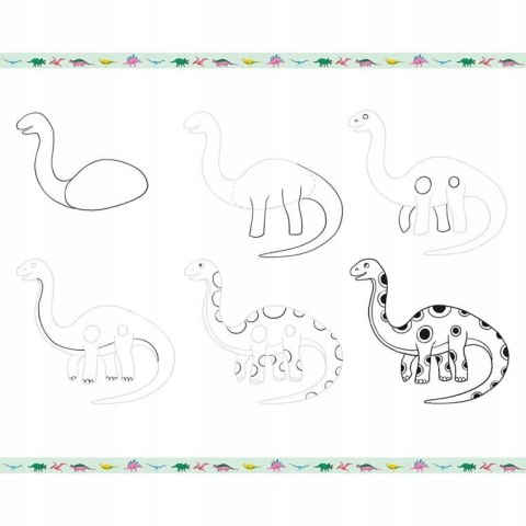 Zestaw Kreatywny Rysowanie Krok po Kroku Dinozaury 20 Rysunków 7+, Janod