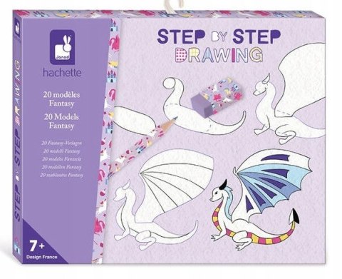 Zestaw Rysowanie Krok po Kroku Fantastyczne Stworzenia 20 Rysunków 7+ Janod