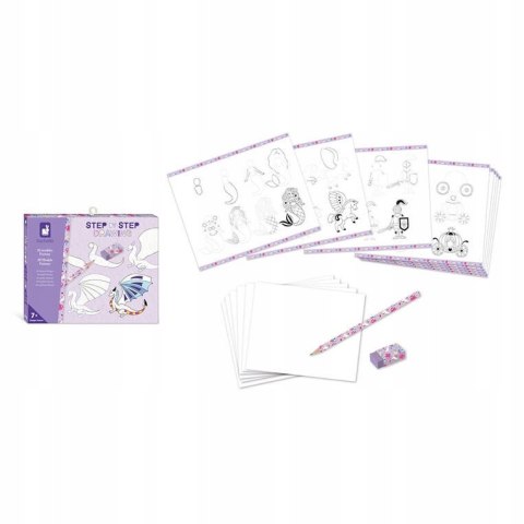 Zestaw Rysowanie Krok po Kroku Fantastyczne Stworzenia 20 Rysunków 7+ Janod