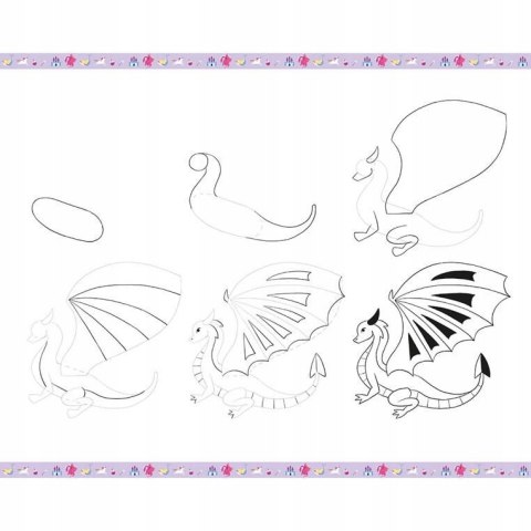 Zestaw Rysowanie Krok po Kroku Fantastyczne Stworzenia 20 Rysunków 7+ Janod