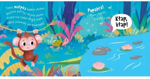 A kuku! W dżungli Filcowe klapki i lusterko Książeczka Sensoryczna Aksjomat