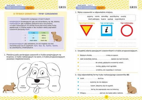 Język polski Karty pracy w szkole i w domu klasa 5 Greg