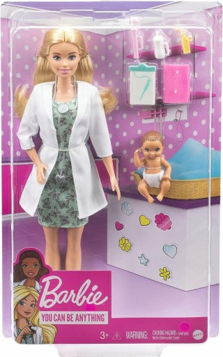 Lalka Barbie Pediatra Lekarka z bobasem GVK03