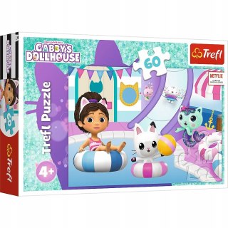 Puzzle 60 elementów Koci Domek Gabi Gabby na basenie 17393 Trefl