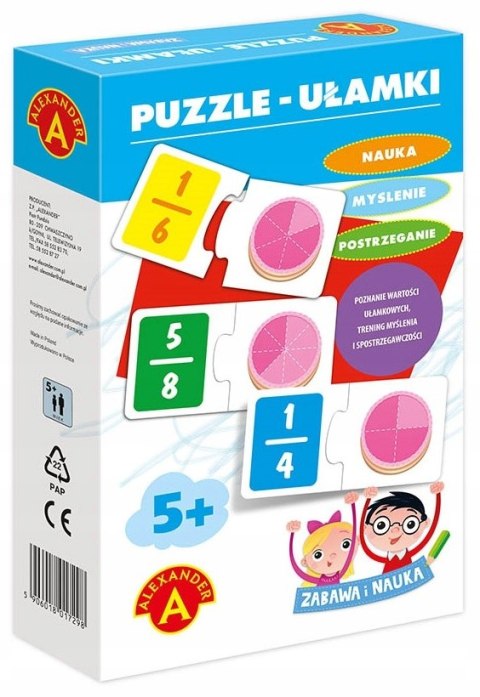 Puzzle Ułamki Alexander Zabawa i Nauka Gra Edukacyjna
