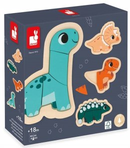 Puzzle progresywne drewniane Dinozaury 4 układanki 18 m+ Janod