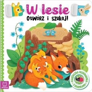 W lesie Otwórz i szukaj! Książeczka rozkładanka z okienkami Aksjomat