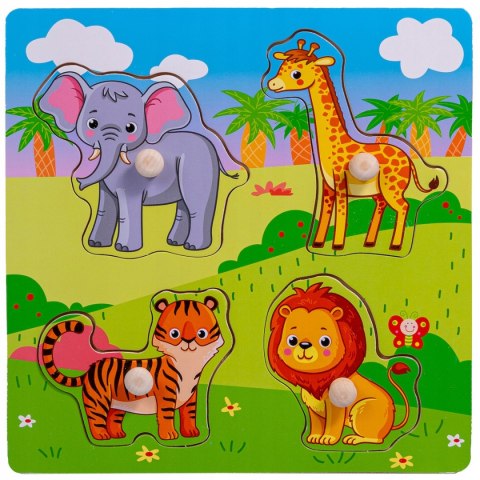 Drewniana Układanka Zwierzątka Zoo Smily Play Uchwyty 18m+