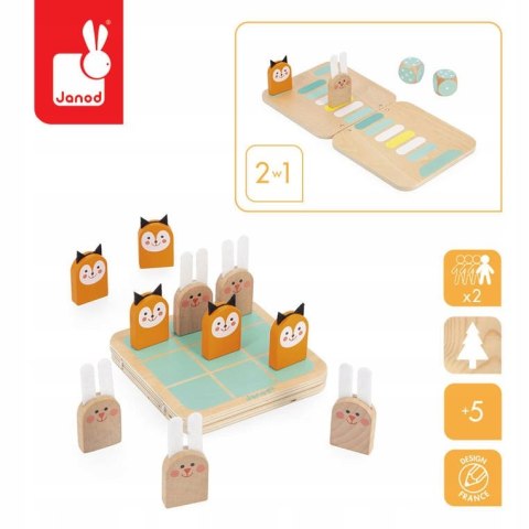 Gra strategiczna 2w1 Kółko i krzyżyk, Wyścig Taktik 5+, Janod