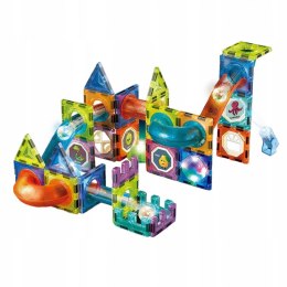 Klocki Magnetyczne Tor Kulkowy Świecące 49 elementów