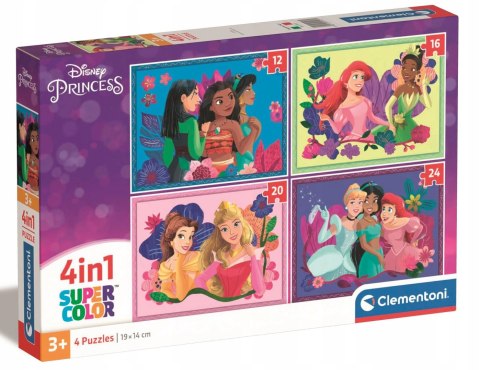 Puzzle 21517 4w1 Disney Princess Księżniczki Clementoni Super Kolor 3+