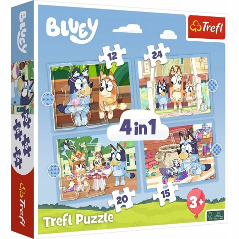 Puzzle 4w1 Bluey i jego świat 34637 Trefl 3+ 12,15,20,24 elementów