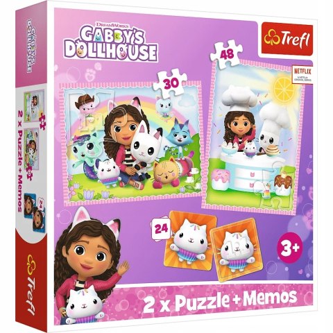 Puzzle + Memory Koci Domek Gabi 2w1 Trefl 93382 Gabi z kocim przyjacielem