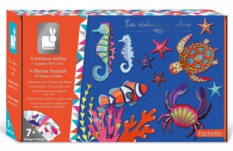 Zestaw kreatywny 4 zwierzęta morskie z papieru 3D 7+, Janod