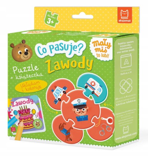 Mały Miś Co pasuje? Zawody Puzzle + książeczka Aksjomat