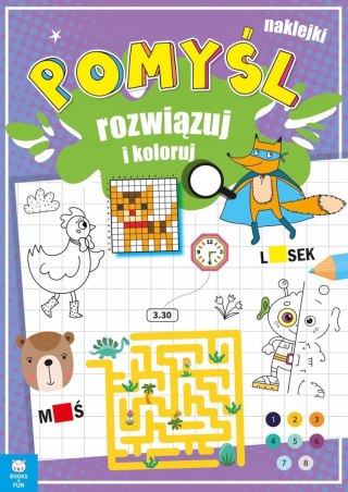 Pomyśl rozwiązuj i koloruj Naklejki Zagadki