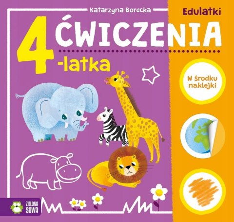 Edulatki 2 Ćwiczenia 4-latka Naklejki Zagadki 4+ Zielona Sowa