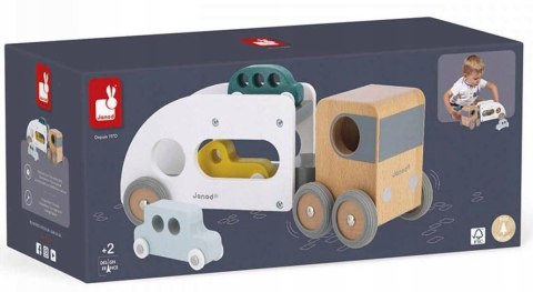 Laweta z 3 pojazdami Drewniana Bolid 2+, Janod