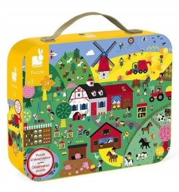 Puzzle obserwacyjne w walizce Farma 24 el 3+ Janod