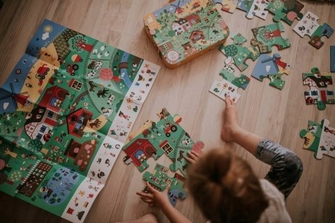 Puzzle obserwacyjne w walizce Farma 24 el 3+ Janod