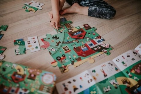 Puzzle obserwacyjne w walizce Farma 24 el 3+ Janod