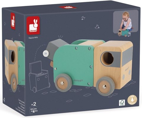 Śmieciarka drewniana Bolid 2+, Janod Zabawka Auto