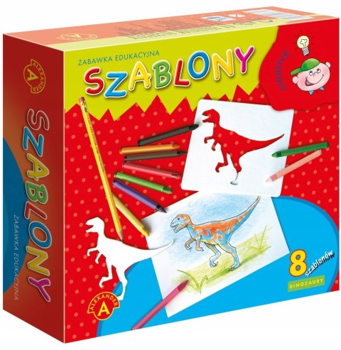 Alexander Szablony Dinozaury + 12 Kredek Rysowanie
