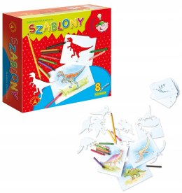 Alexander Szablony Dinozaury + 12 Kredek Rysowanie