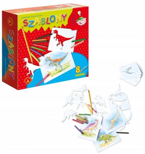 Alexander Szablony Dinozaury + 12 Kredek Rysowanie