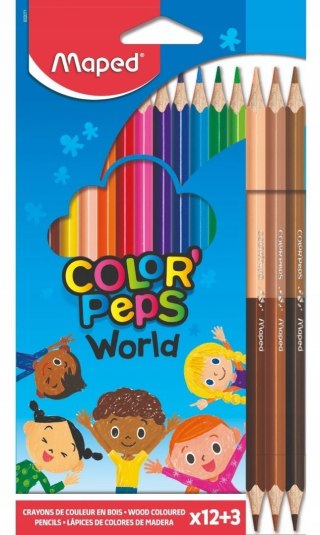 Kredki Color Peps World trójkątne 12+6 kolorów