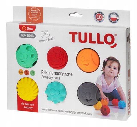 Piłki Sensoryczne Buźki 6 szt Piłeczki do Ćwiczeń Tullo