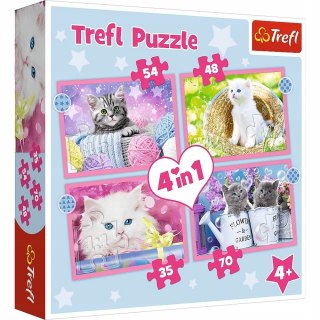 Puzzle 4w1 Kocie Zabawy 34396 Kotki Trefl 4+