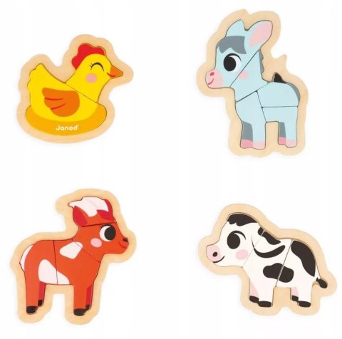 Puzzle Progresywne Drewniane Farma 4w1 Janod