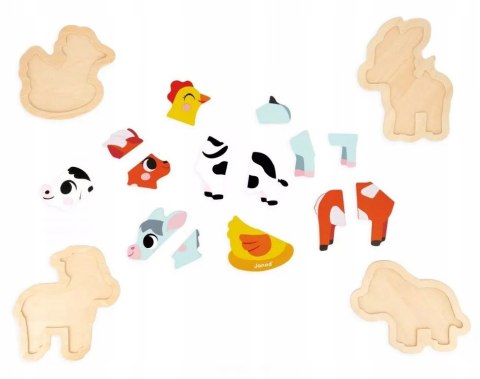 Puzzle Progresywne Drewniane Farma 4w1 Janod