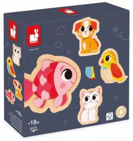 Puzzle Progresywne Zwierzęta Domowe Janod Drewnian