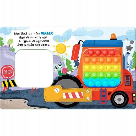 Pojazdy na Budowie Książeczka sensoryczna z POP IT Aksjomat