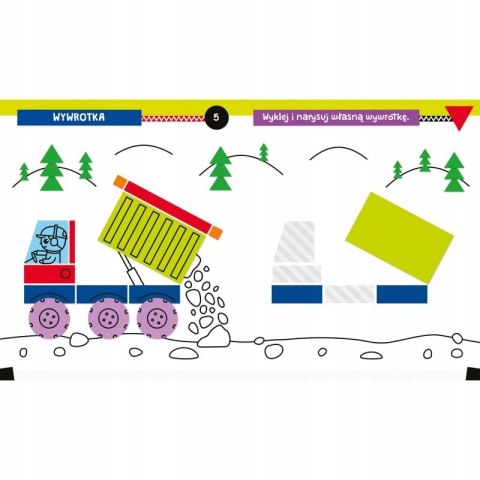 Pojazdy w akcji Wyklejanka rysowanka z figurami 4+ Aksjomat