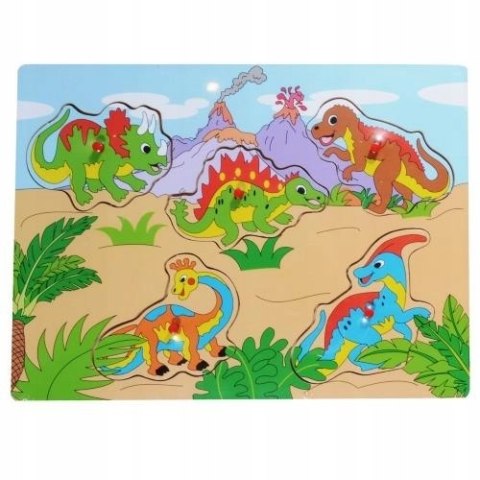 Drewniana Układanka Dinozaury Uchwyty Smily Play
