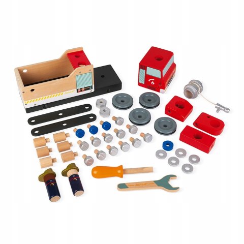 Drewniany Wóz Strażacki z Narzędziami Brico'kids