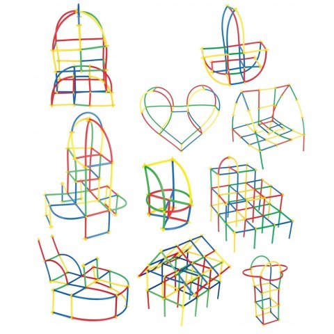 Klocki Małych Geniuszy Słomki 300 elementów Rurki