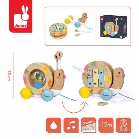 Ślimak do ciągnięcia cymbałki bębenek Janod Pure