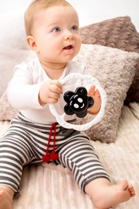 Tullo Grzechotka Czarno Biała Kwiatek Kontrastowa