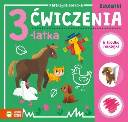 Edulatki 2 Ćwiczenia 3-latka Naklejki Zagadki 3+ Zielona Sowa