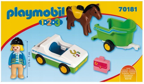 Playmobil 1.2.3 Samochód z przyczepą dla kon 70181